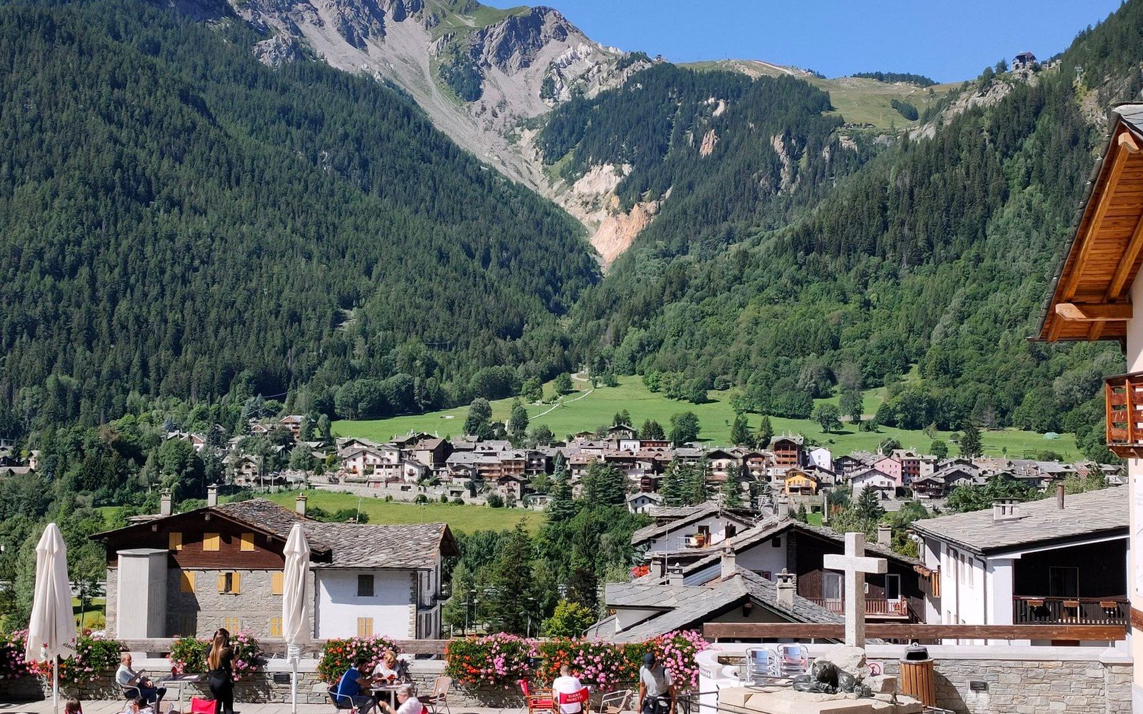 Albiez-Montrond village terrace Maurienne valley view