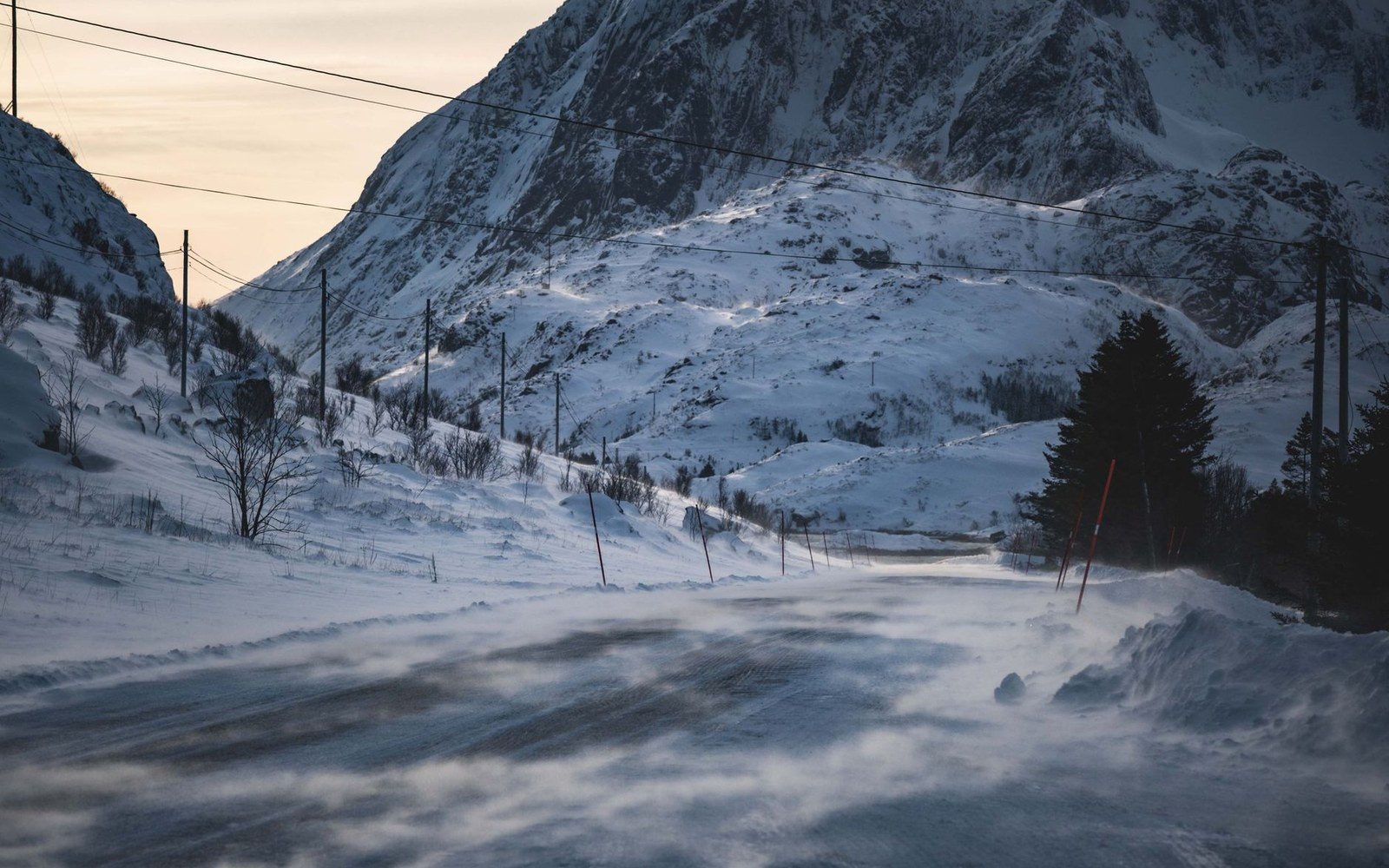 Concrete avalanche gallery mountain road
